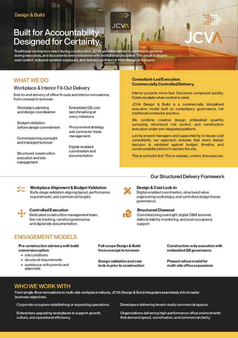 JCVA At A Glance - Design and Build